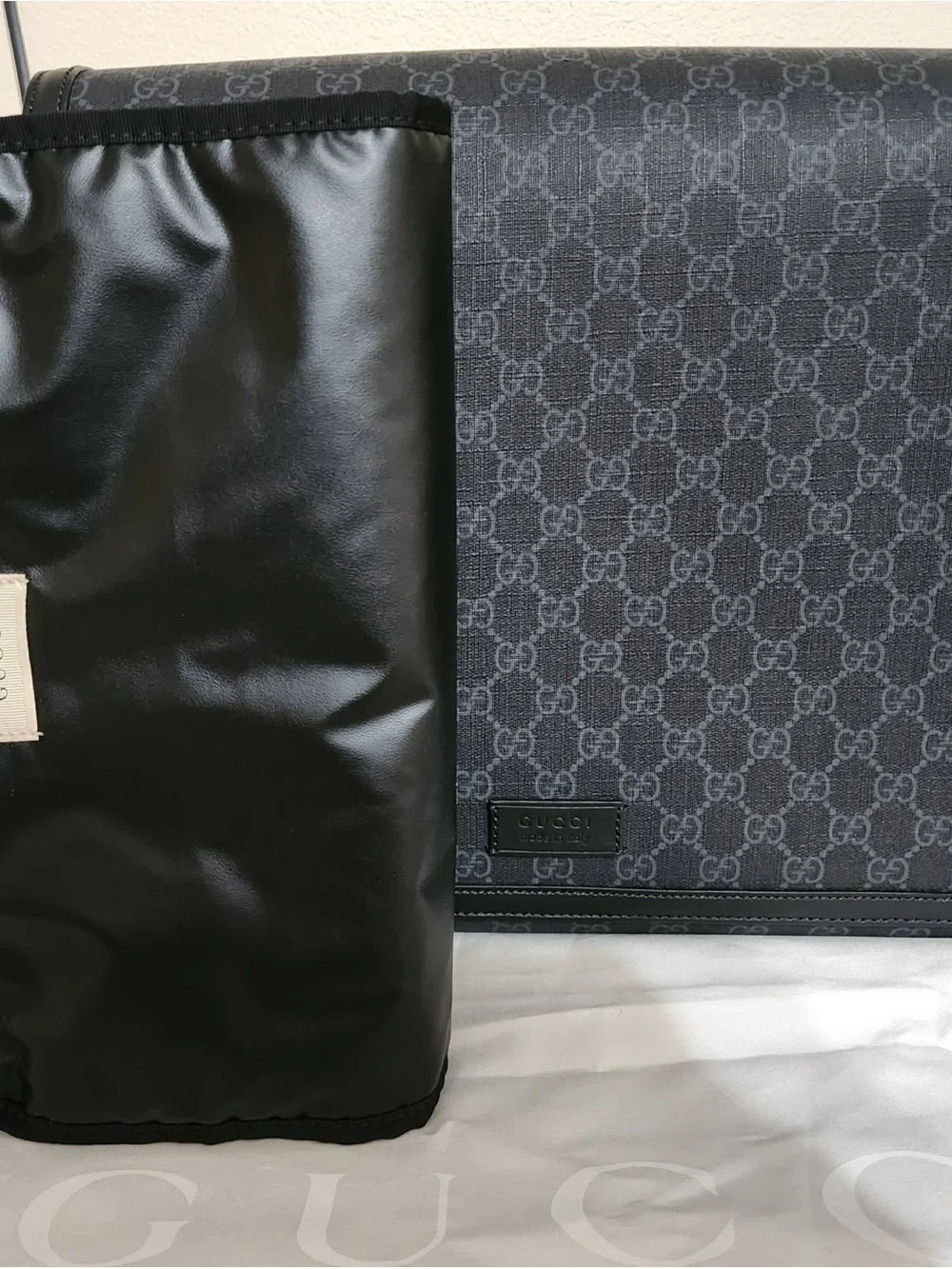 Gucci Black and Gray GG Supreme Messenger Bag
